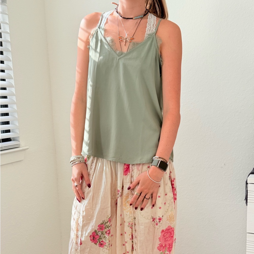 Miami Green Camisole Top with Spaghetti Straps